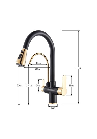 Mutfak Evye Bataryası Dual Flow Su Arıtma Çıkışlı Siyah Gold Smart Dokunmatik Yeni