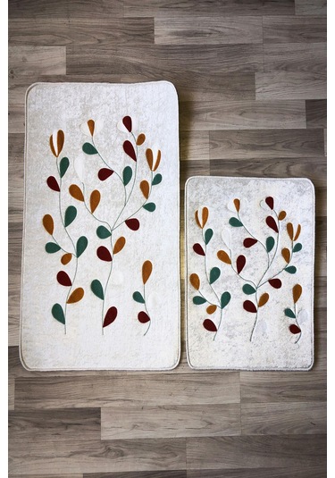 Dijital Baskı Kaymaz Taban Yıkanabilir 2'li Punch Banyo Paspas Takımı Pcp003 Renkli