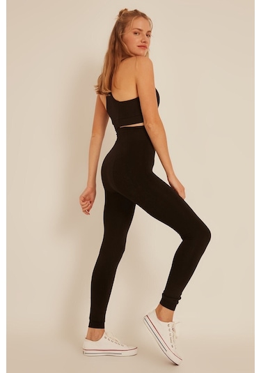 Kadın Içi Peluşlu Kışlık Termal Tayt Içlik Siyah Kadın Peluş Tayt 9020 Siyah-18752