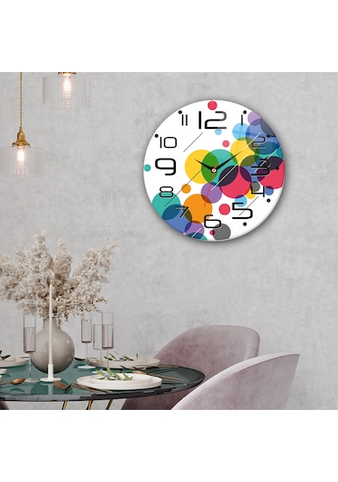 Decorita Cam Saat | Color Dot | Çap40cm Çok Renkli