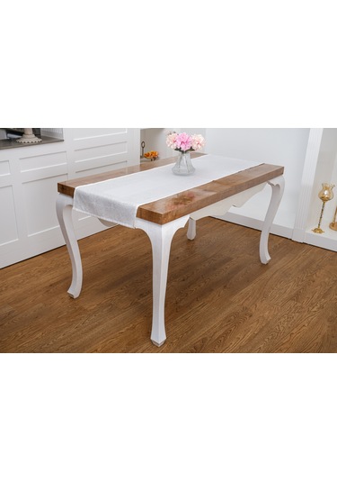 Finezza Ayda Jakar Polyester Kumaş Krem Runner 45x150 cm - 1418