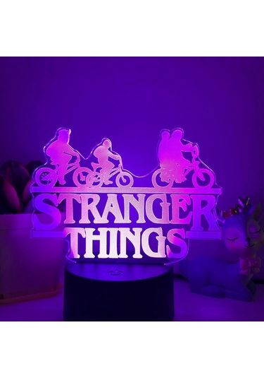 Shao Qinwei Stranger Things Gece Lambası 3d Led İllüzyon Lambası 16 Renk Uzaktan Kumandalı Çocuk Odası Dekorasyonları İçin Işık -- Siyah Koltuk Çok Renkli