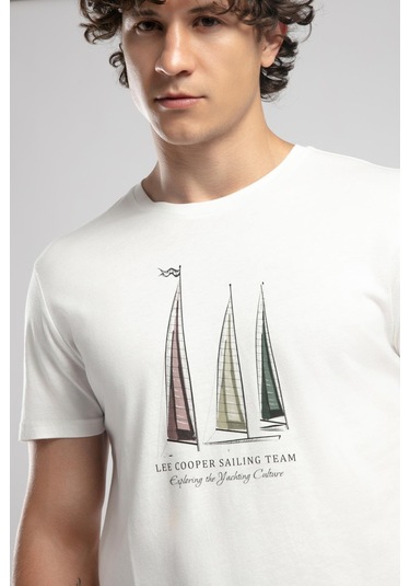 Lee Cooper Nelli Erkek O Yaka T-shirt Ekru-19934 Ekru