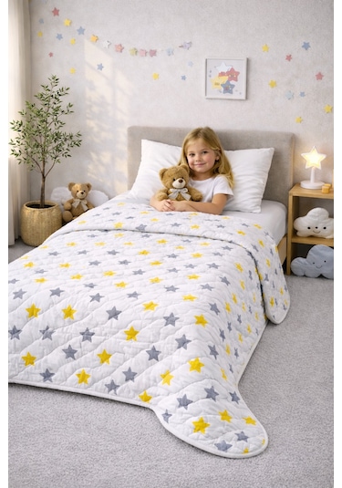 Laila Kapitone Pamuklu Tek Kişilik 160 X 230 Cm Pike Sarı