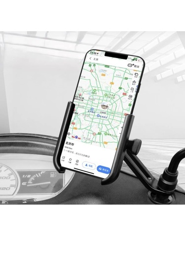Point Kılıflı Motorsiklet Telefon Tutacağı 6.3 Inc Uyumlu Su Geçirmez Aynaya Montaj Siyah