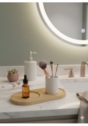 Bambu Yağdanlık Altlığı - Minimalist Ve Çok Yönlü Bambu Oval Altlık Açık Kahverengi