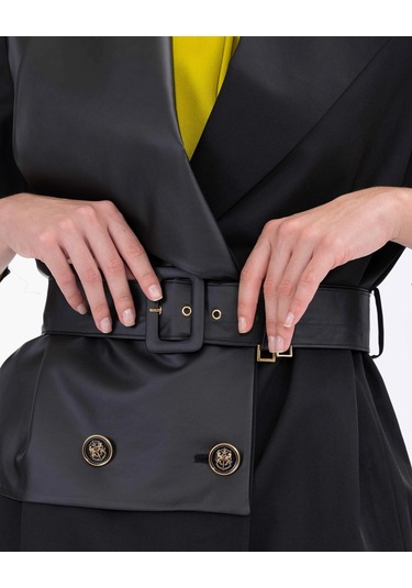 Scl Kemer Detaylı Siyah Kadın Trençkot 2321901006 001