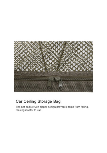 Besthome1 90x65cm Kahverengi Polyester Oto Tavan Ağ Stoş Torbası - Oyuncak Eşya Depolama Haki Çözümü Haki