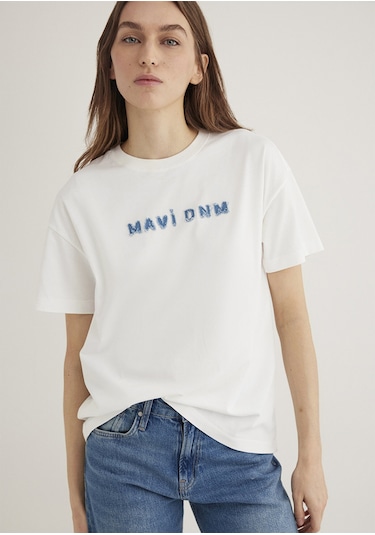 Mavi - Mavi Baskılı Ekru Tişört 1613146-70057 Ekru