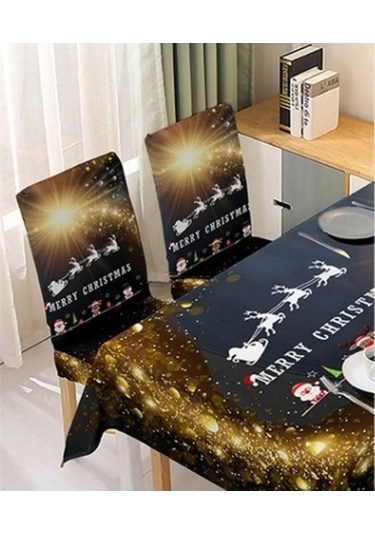 Flybuy Tek Streç Siyah Siyah Seti Sandalye Sandalye Px Parça Örtüsü Örtüsü Noel Masa Masa Kılıfı Kapak Emici Dekorasyon Bosphorusboutique Aw Siyah