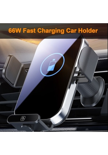 Pazly Yüksek Hızlı Şarjlı 360 Dönüşümlü Araba Telefon Tutucusu - Kablosuz Şarj, Anti-kayma, Titreşim Emici