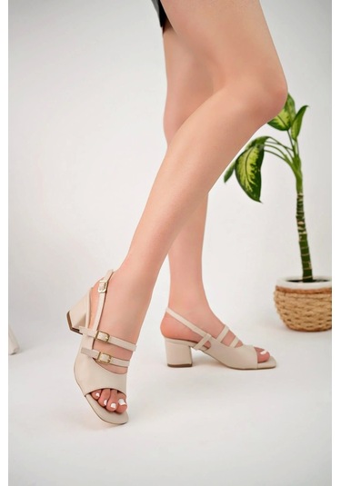 Merit Bej Cilt Topuklu Ayakkabı Bej