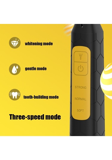 Jyq-023 Ağız Diş Temizleme Ve Bakım Aracı Ev Elektrikli Diş Aleti, Sarı Diş Ve Tütün Lekelerini Çıkarmak İçin Siyah + Diş Yüzeyi Temizleme Kafası