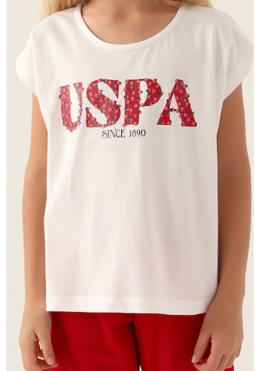 U.s. Polo Assn 1833 Kız Çocuk Bermuda Pijama Takım Kırmızı V2 Krem - Kırmızı