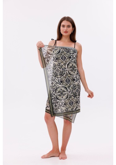 Tarzını Seç İç Gösterir Transparan Pareo - Etnik Mozaik Model 150x95 Cm Çok Renkli