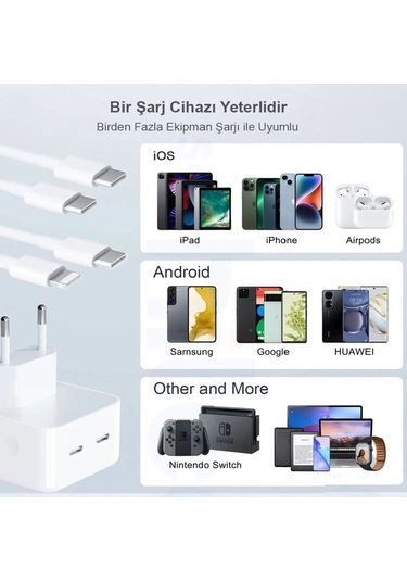 50 W Çift Usb-c Bağlantı Noktalı Güç Adaptörü