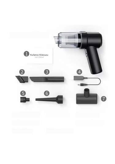 Akülü Mini Şarjlı Dik Süpürge - Siyah