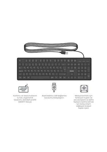 Philips Spk6248 Kablolu Türkçe Q Klavye Siyah