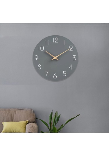 Homyl Arap Rakamları İle 12 Inç Duvara Asılan Saat Gri