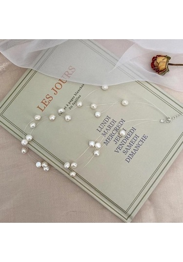 Novahub 925 Ayar Gümüş El Yapımı Barok İnci Gerdanlık, Basit Tarzı Kadın Düğün Takı, Beyaz Doğal Tatlı Su İncileri Beyaz