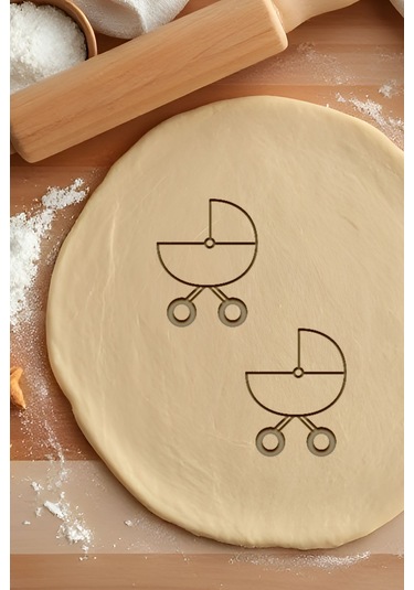 Bebek Arabası Kurabiye Kalıbı, Hamur Şekillendirici, Bisküvi Kalıbı, Kolay Kesim Ucu Beyaz