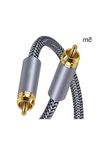 Novahub 5m Saf Bakır Rca Koaksiyel Hıfı Dijital Ses Kablosu Optik , Spdıf Subwoofer Hoparlör Kablosu Gümüş Gri