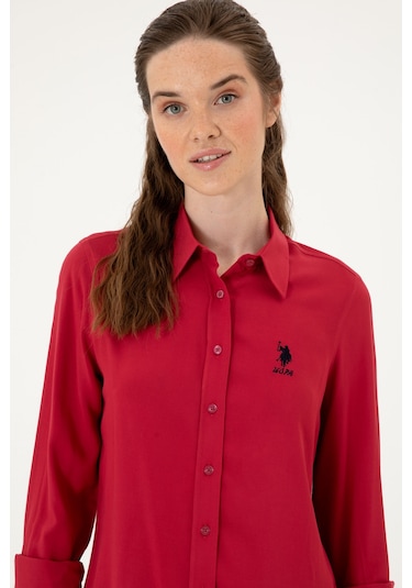 U.s. Polo Assn. Kadın Gömlek Desenli 50316429-vr104 Koyu Frambuaz/dark Raspberry