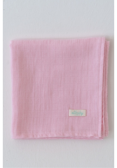 Organik Pamuk Çift Katlı Müslin Örtü Bebe Pembe 75x85 CM Pudra Pembe