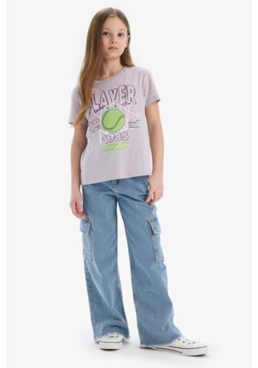 DeFacto Kız Çocuk Bisiklet Yaka Anime Baskılı Kısa Kollu Tişört E0351A825SMPR306 Mor DeFacto Kız Çocuk Bisiklet Yaka Anime Baskılı Kısa Kollu Tişört E0351A825SMPR306 Mor