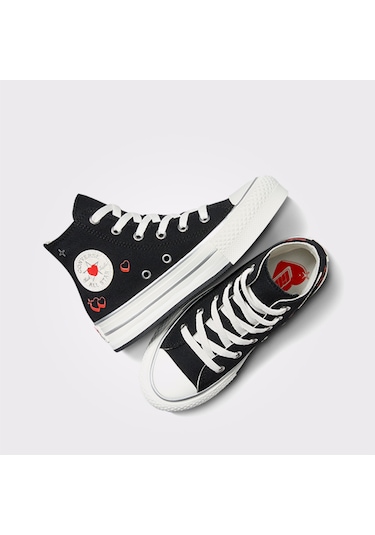 Converse Chuck Taylor All Star Eva Lift Platform Y2k Heart Çocuk Siyah Sneaker Düz A09122c Siyah
