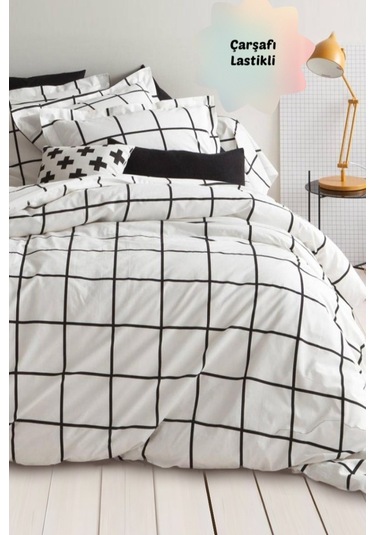 Always Ranforce Çarşafı Lastikli Çift Kişilik Nevresim Takımı Beyaz