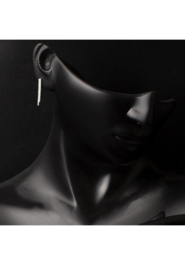 Bilezikci 2 Sıra Su Yolu Beyaz Altın Küpe Kpvr31363