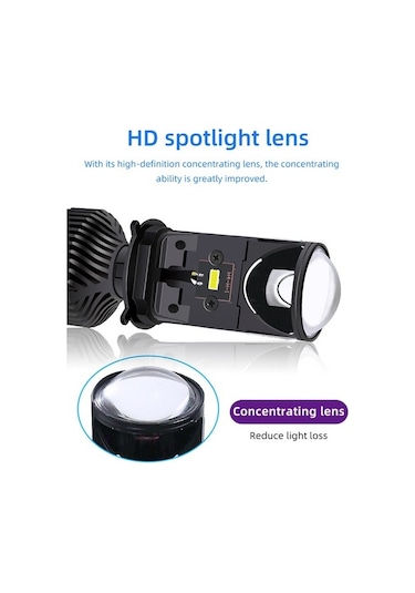 Gorgeous 60 W/çift Lamba H4 Led Mini Projektör Lens Otomobil Ampul 8000lm Dönüşüm Kiti Hi/lo Işın Far Rhd Lhd Sağ Siyah