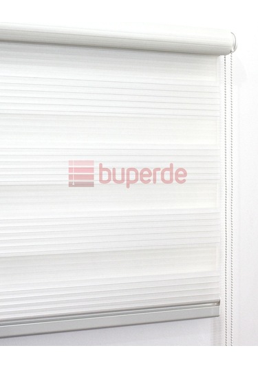 Buperde Beyaz Dar Pilise Pliseli Zebra Stor Perde