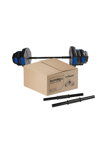 Tan Spor 80 KG Dambıl Halter Kısa Bar + Düz Bar Seti Kırmızı Kapaklı 150 CM