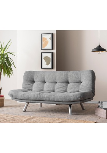 Pafu Hippo Üçlü Yataklı Koltuk Keten Açık Gri Açık Gri