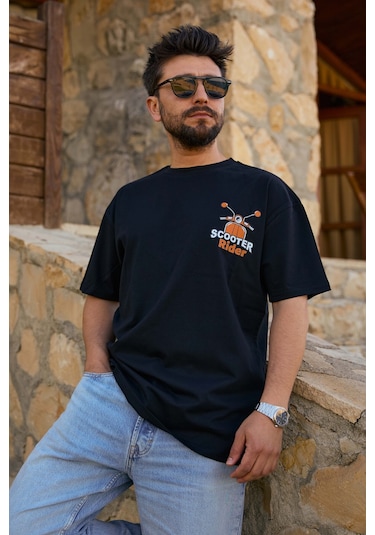 Velvoria Unisex Oversize Siyah Scooter T-shirt