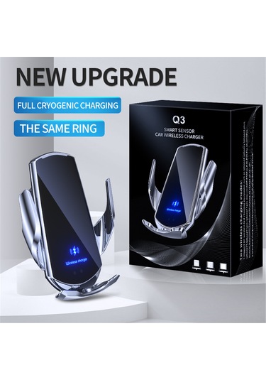 Yifomall Araç İçin 15w Kablosuz Şarjlı Akıllı Sensörlü Telefon Tutucu - Otomatik Açılma-kapama, 360 Döner, Gümüş GÜMÜŞ