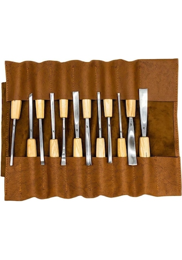 Rox Wood 0125 Deri Çantalı Premium İskarpela Seti 12 Parça