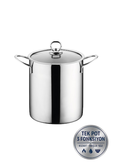 Valora Isı Yalıtımlı Süzgeçli 304 Çelik Kızartma Ve Haşlama Potu - 2l Gümüş