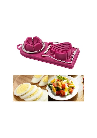 Pazly Cbtx 4fonksiyonlu Yumurta Kesici Mutfak Aracı Paslanmaz Çelik Fantezi Yumurta Kesici Koyu Pembe, Küçük Mutfak Asistanı Koyu Pembe