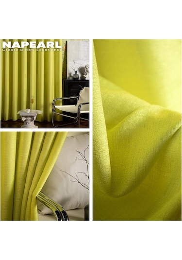 Yeşil 1 Adet Basit Tarzı Renkli Tül Çekme Pilili Bant Pencere Perdesi Nispeten Kalın Sırf Perde Oturma Odası Mutfak Perdesi Napearl W100cm X L250cm