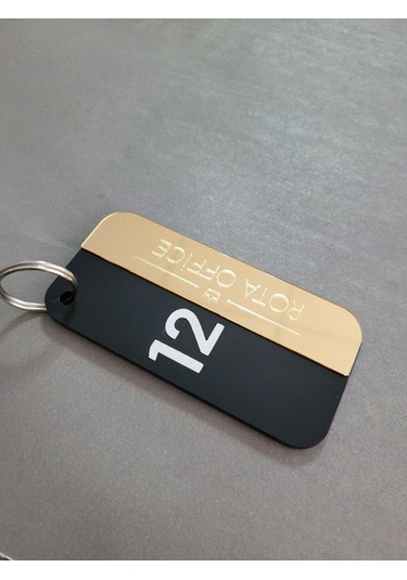 12 Adet Kişiselleştirilebilir Anahtarlık, Otel, Pansiyon, Yurt, Butik Otel, Bungalov Otel Siyah