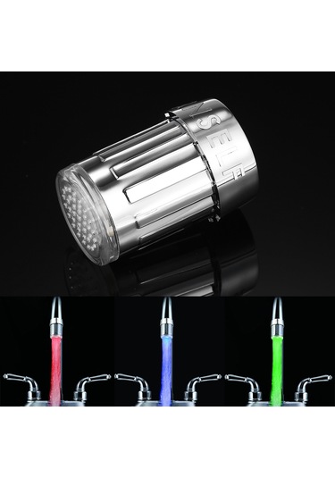 Monyee Su Sicaklığına Göre Renk Değiştiren Led Vanne Aydınlatması - Yeşil, Kırmızı, Mavi Işıklı Ev Aletleri Diğer