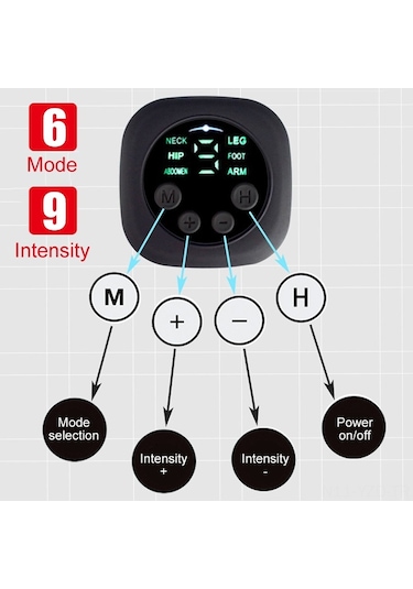 Yuntech01 Akıllı Zayıflama Kemeri - 9 Seviye Ems Masajlı Karın Kası Şekillendirici Siyah