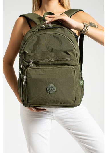 Lüx Krinkıl Kumaş Lise Ve Ortaokul Sırt Çantası, Krinkıl Okul Çantası Haki