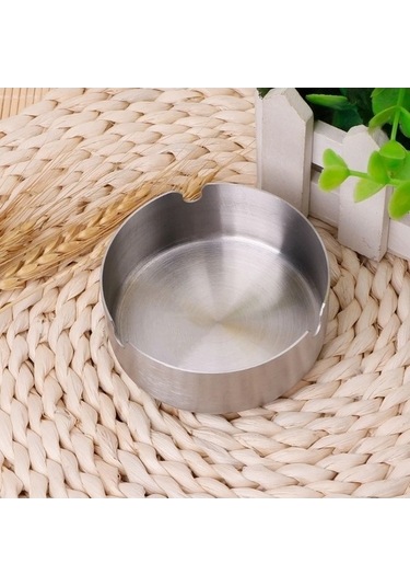 Ulzyvf Yuvarlak Üstü Taşınabilir Tablası Sigara Paslanmaz Küllük Kül İçin Gümüş Çelik Ku