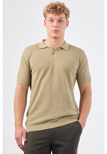 Dufy Haki Düz Erkek Triko - Slim Fit Haki
