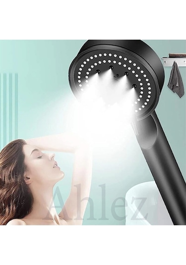Maxima 5 Fonksiyon Duş Başlığı + Siyah Pvc Hortum + Siyah Mafsal Mat - Siyah