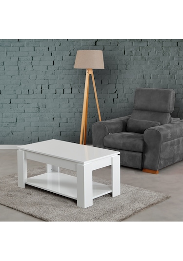 Shelf Beyaz Orta Sehpa / Dikdörtgen Orta Sehpa